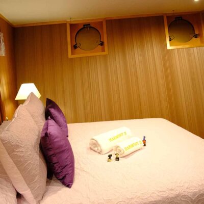 camarote cama doble cojines toallas